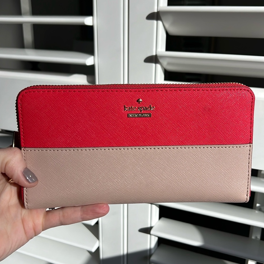 NWT Kate Spade Coral and Tan Wallet